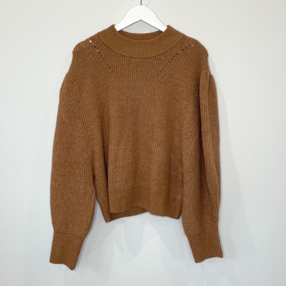 Topshop Oversized Balloon Sleeves Brown Sweater